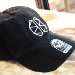 Black Cotton Baseball Hat White MoMa Cubism Brain Embroidery